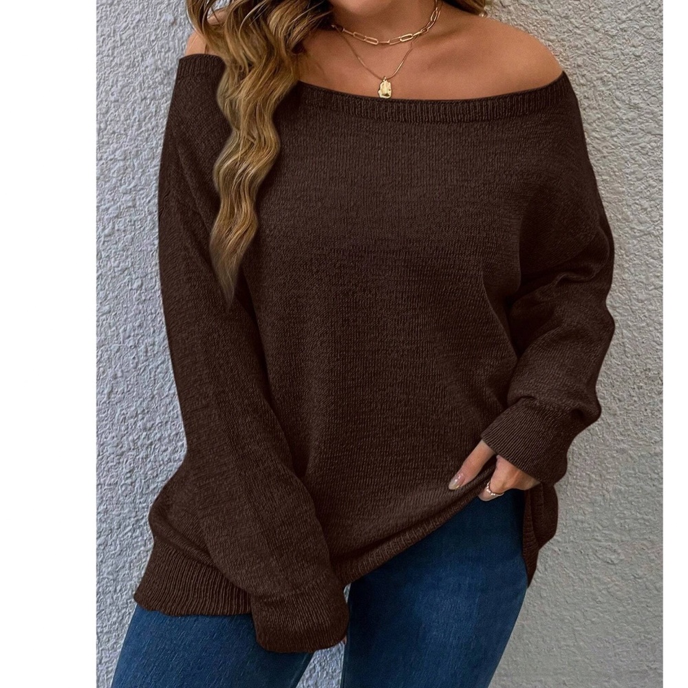 Plus Off Shoulder Sweater Top - Picture 4 of 9